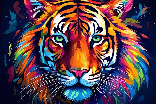 Touteladeco / Tableau Pop Art / Animaux / Décoration Murale / Décoration de maison / Moderne / Toile / Pop Art / Tigre / Felin