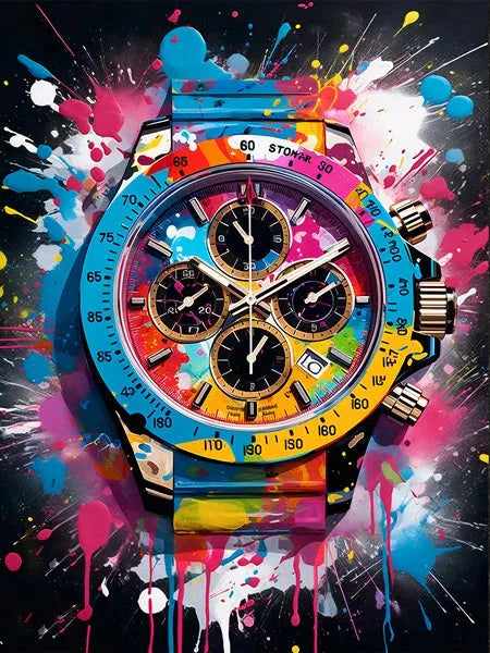 Touteladeco / Tableau Art / Luxe / Montre / Business / Graffiti / Pop Art / Décoration Murale / Décoration de maison / Moderne / Toile / Cadeau
