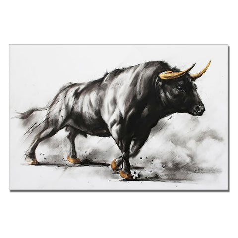 Touteladeco / Tableau Pop Art / Animaux / Taureau / Décoration Murale / Décoration de maison / Moderne