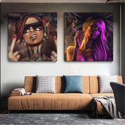 Touteladeco / Toile / Tableau Pop Art / Glamour / Sexy / Tatouages / Peinture abstraite sur toile / Image d'art mural / Décoration de maison / Moderne