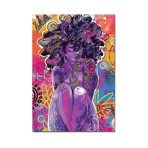 Touteladeco / Tableau Pop Art / Glamour / Femme Africaine / Décoration Murale / Décoration de maison / Moderne