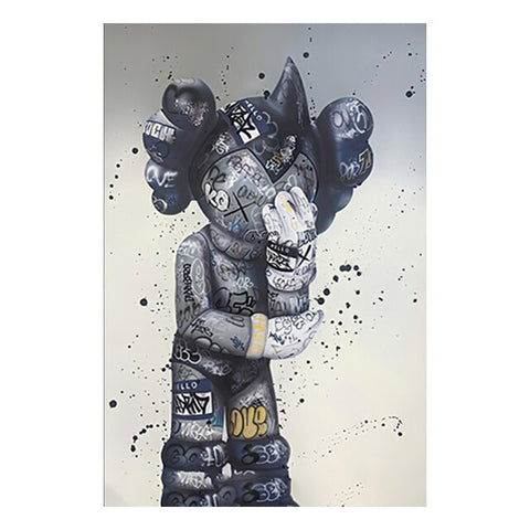 Touteladeco / Tableau Pop Art / Street Art / Teddy Bear / Grafiti / Décoration Murale / Décoration de maison / Moderne