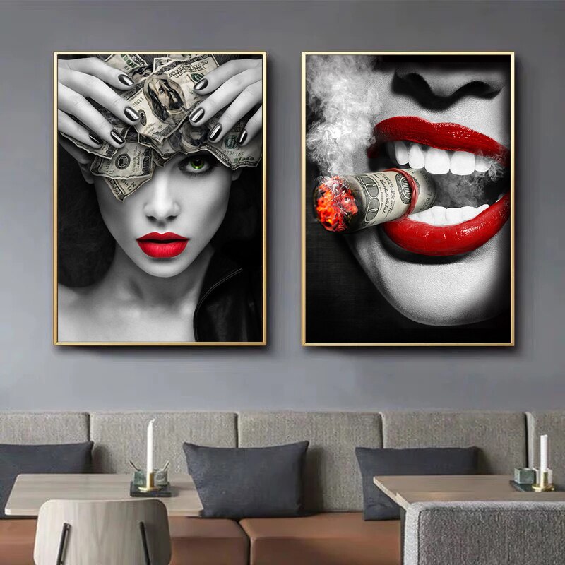 Touteladeco / Tableau Pop Art / Glamour / Dollards / Smoking / Décoration Murale / Décoration de maison / Moderne